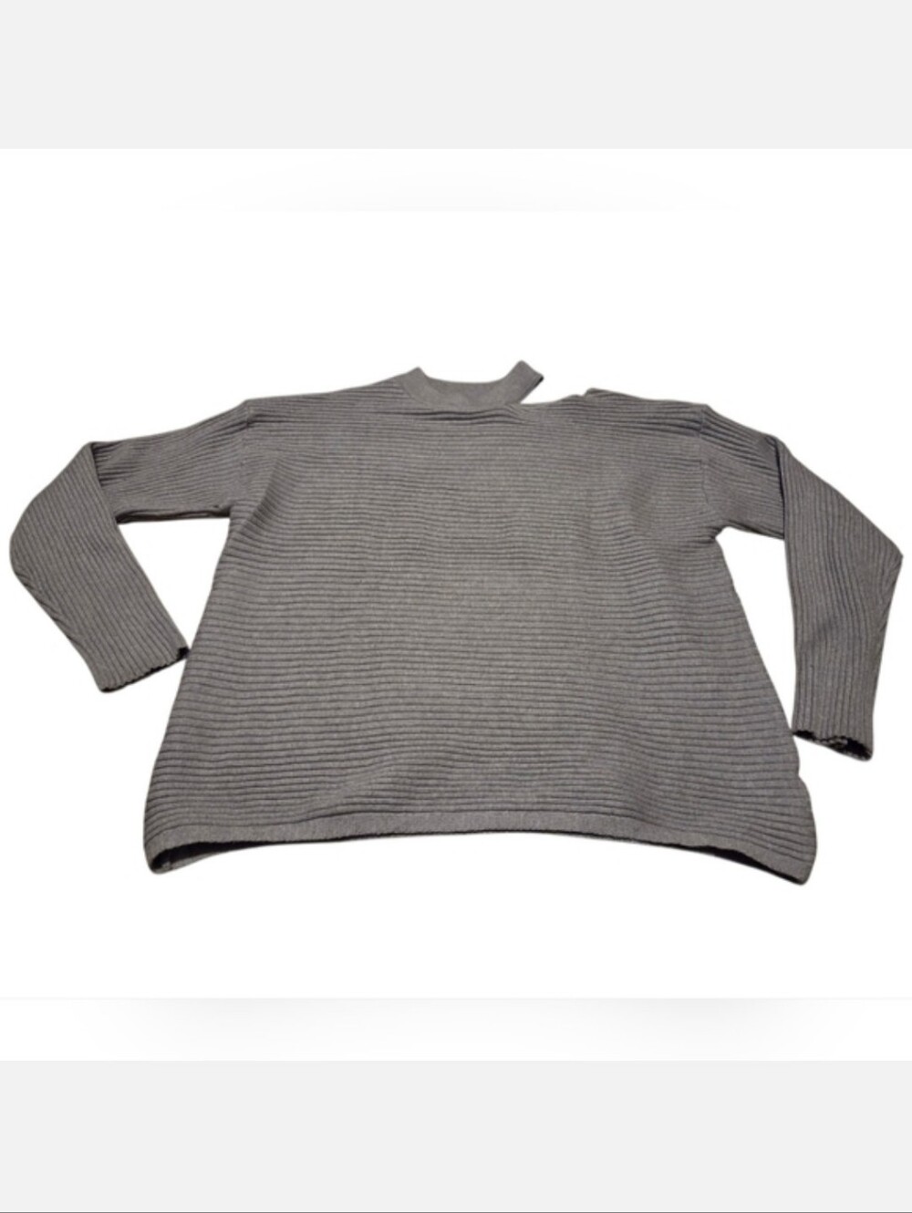 Women’s XL KIRUNDO Cutout Neck Cold Shoulder Long Sleeve Grey Sweater